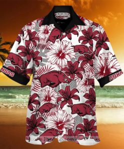 Arkansas Razorbacks White And Dark Red Flowers Hawaiian Shirt