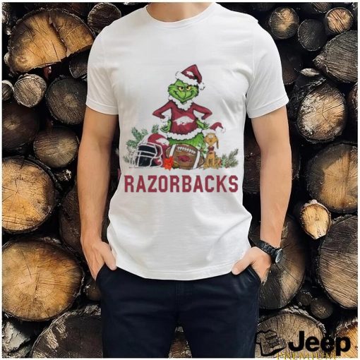 Arkansas Santa Grinch And Santa Dog Christmas Shirt