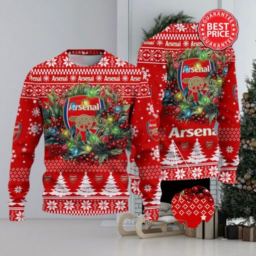 Arsenal FC Premier League Laurel Wreath Ugly Christmas Sweater