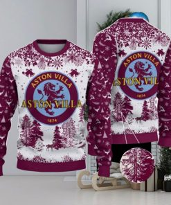 Aston Villa Big Logo Pine Trees Big Fans Gift Christmas Sweater For Men And Women