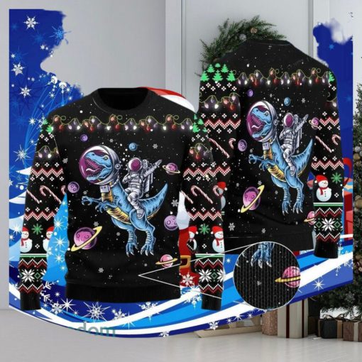 Astronauts Ride A T Rex In Space With The Planet Ugly Christmas Sweater Special Gift For Men Women