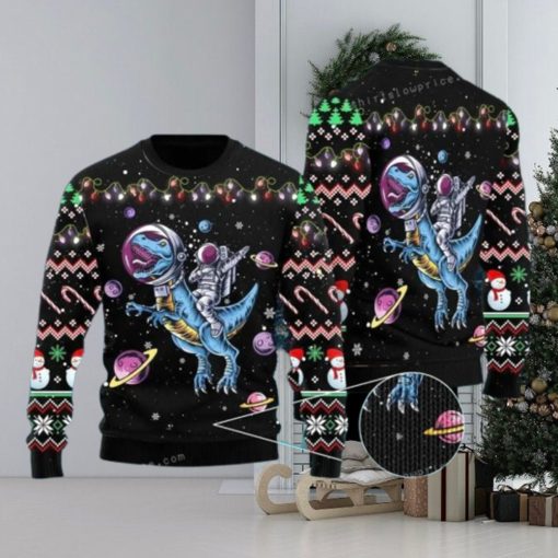 Astronauts Ride A T Rex In Space With The Planet Ugly Sweater Party