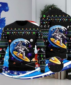 Astronauts Surf On A Surfboard In Space Ugly Christmas Sweater Special Gift For Men Women