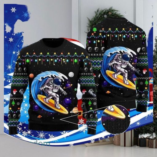 Astronauts Surf On A Surfboard In Space Ugly Christmas Sweater Special Gift For Men Women