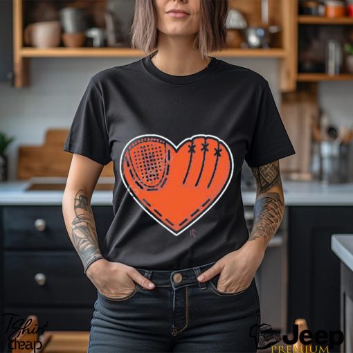 Athlete logos glove heart t shirt