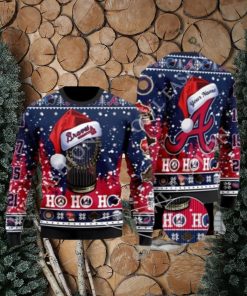 Atlanta Braves 2023 World Series Champions Ho Ho Ho 3D Ugly Christmas Sweater Jumper