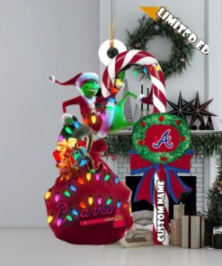 Atlanta Braves MLB Grinch Candy Cane Personalized Xmas Gifts Christmas Tree Decorations Ornament