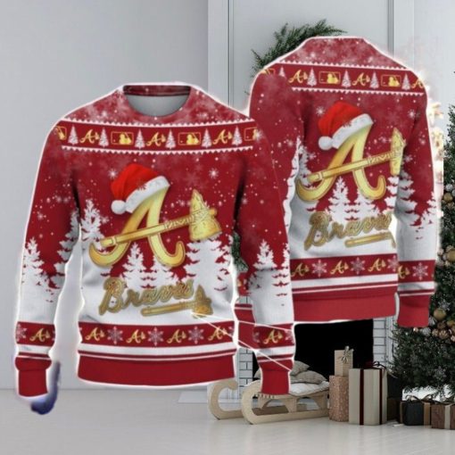 Atlanta Braves Santa Hat Pattern Ugly Christmas Sweater For Men And Women