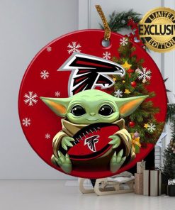 Atlanta Falcons Baby Yoda NFL Christmas Tree Decorations Ceramic Ornament