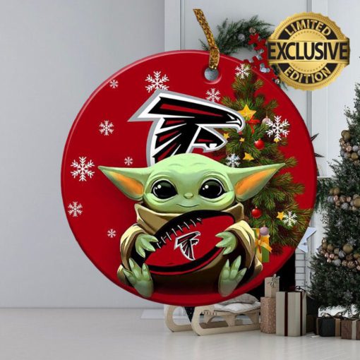 Atlanta Falcons Baby Yoda NFL Christmas Tree Decorations Ceramic Ornament