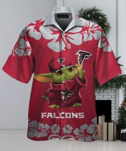 Atlanta Falcons Baby Yoda Short Sleeve Button Up Tropical Hawaiian Shirt