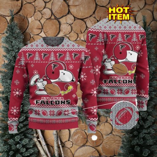 Atlanta Falcons Logos American Football Snoopy Dog Ugly Christmas Sweater Funny Christmas Gift For Sport Fans