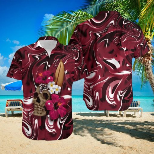 Atlanta Falcons Skull And Flower Hawaiian Shirt Gift For Halloween