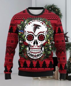 Atlanta Falcons Skull Flower Ugly Christmas Ugly Sweater