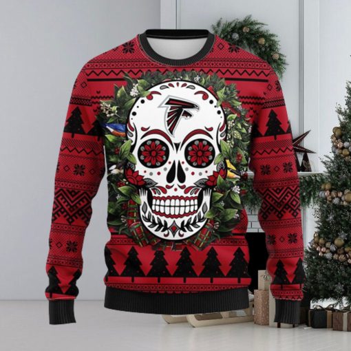 Atlanta Falcons Skull Flower Ugly Christmas Ugly Sweater