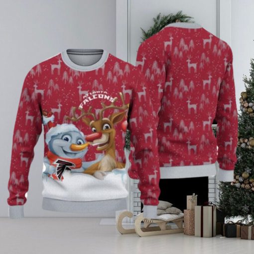 Atlanta Falcons Snowman Reindeer Ugly Christmas Sweater 3D Gift For Fans