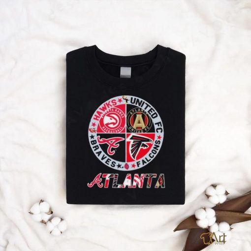 Atlanta Skyline Sports Team Logo Hawks United Fc Falcons And Braves Shirt