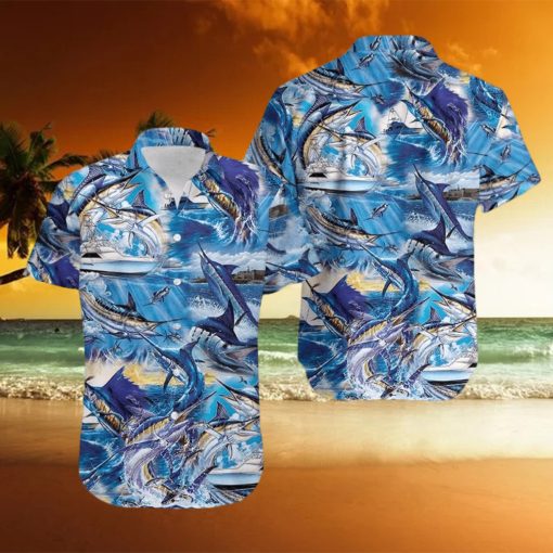 Atlantic Blue Marlin Fishing Unisex Hawaiian Aloha Shirts