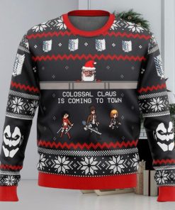 Attack On Titan Colossal Claus Ugly Sweater, Christmas Gift Apparel, Merry Ugly Christmas Sweater