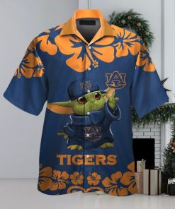 Auburn Tigers Baby Yoda Short Sleeve Button Up Tropical Hawaiian Shirt