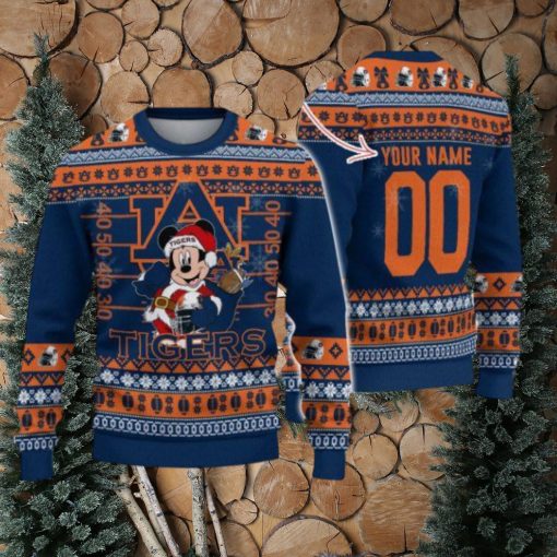 Auburn Tigers Mickey Player Custom Name And Number Ugly Christmas Sweater