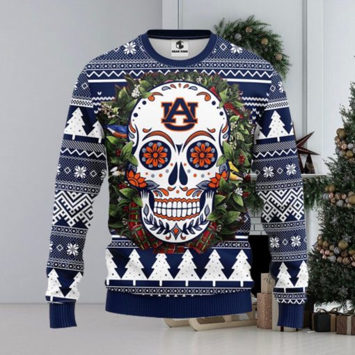 Auburn Tigers Skull Flower Ugly Christmas Ugly Sweater