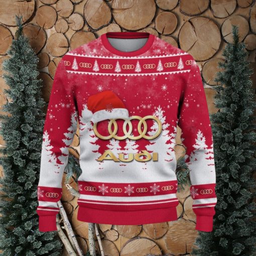 Audi Logo Wearing Santa Hat Christmas Gift Ugly Christmas Sweater For Men And Women Gift