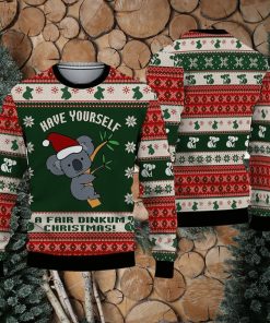 Australian Fair Dinkum Ugly Christmas 3D Sweater Koala Bear Ugly Christmas Sweater Gift for men Women