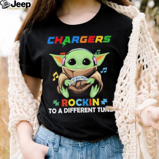 Autism Los Angeles Chargers Baby Yoda Rockin To A Different Tune Shirt