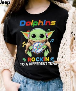 Autism Miami Dolphins Baby Yoda Rockin To A Different Tune Shirt