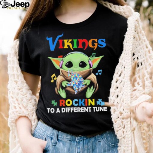 Autism Minnesota Vikings Baby Yoda Rockin To A Different Tune Shirt