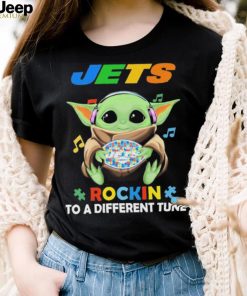 Autism New York Jets Baby Yoda Rockin To A Different Tune Shirt