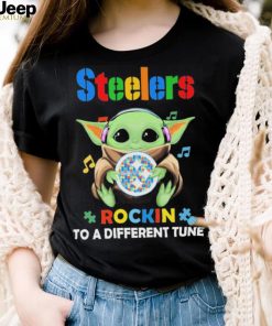 Autism Pittsburgh Steelers Baby Yoda Rockin To A Different Tune Shirt