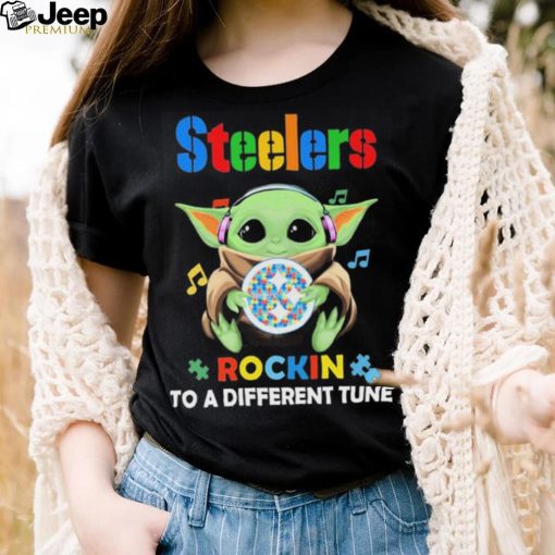 Autism Pittsburgh Steelers Baby Yoda Rockin To A Different Tune Shirt