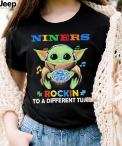 Autism San Francisco 49ers Baby Yoda Rockin To A Different Tune Shirt