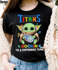 Autism Tennessee Titans Baby Yoda Rockin To A Different Tune Shirt