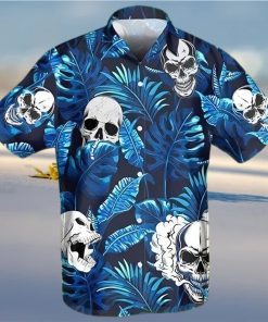 BEACH SHIRT GET NOW BLUE SO COOL SKULL TROPICAL HAWAIIAN ALOHA SHIRT