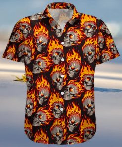 BEACH SHIRT GET NOW FIRE SKULL PATTERN HAWAIIAN ALOHA SHIRTS