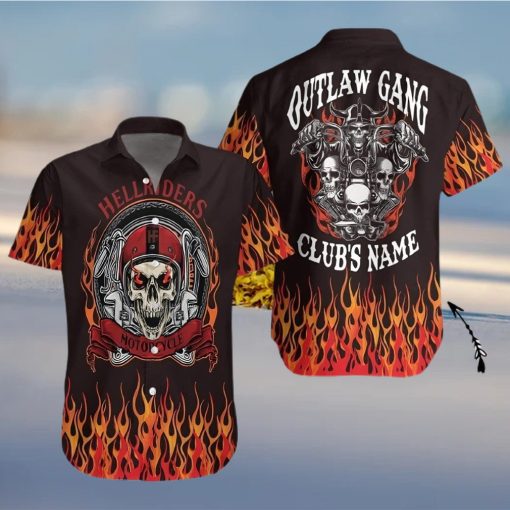 BEACH SHIRT GET NOW SKULL OUTLAW GANG MOTORCYCLE CUSTOM CLUBS HAWAIIAN ALOHA SHIRT