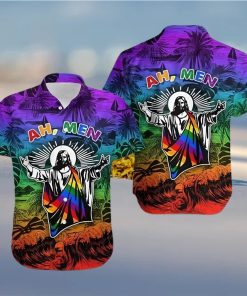 BEACH SHIRT HAWAII SHIRT AH MEN FUNNY JESUS LGBT PRIDE PRIDE HAWAIIAN SHIRT