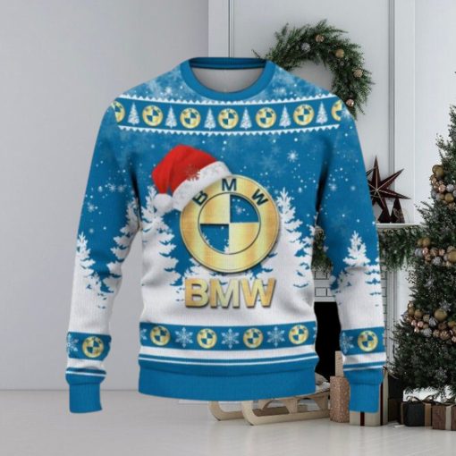 BMW Car Ugly Christmas Sweater Car Lovers Santa Hat Tree Christmas For Fans Gift