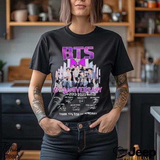 BTS 10th Anniversary 2013 – 2023 Signature Thank You For The Memories T Shirt