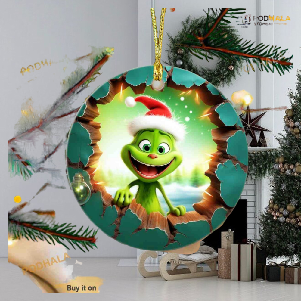 Baby Grinch Ceramic Ornament Gift, Exclusive Grinch Christmas Tree Ornaments  - teejeep