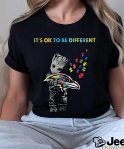 Baby Groot Hug Autism Baltimore Ravens It’s Ok To Be Different Shirt