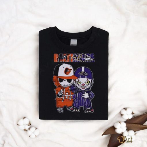 Baby Jack Skellington And Pennywise Baltimore Orioles And Ravens Halloween Shirt