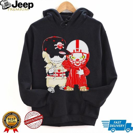 Baby Jack Skellington And Pennywise Nebraska Cornhuskers Halloween shirt