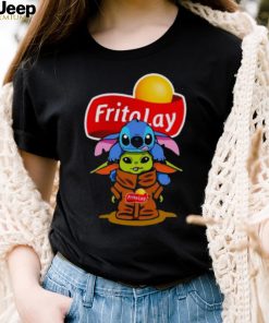 Baby Stitch And Baby Yoda Papa Fritolay Logo Shirt