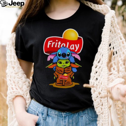 Baby Stitch And Baby Yoda Papa Fritolay Logo Shirt