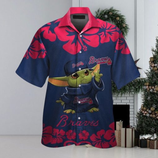 Baby Yoda Atlanta Braves Hawaiian Short Sleeve Tropical Shirt