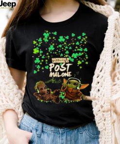Baby Yoda Baby Groot happiness is listening to post Malone St Patrick day t shirt